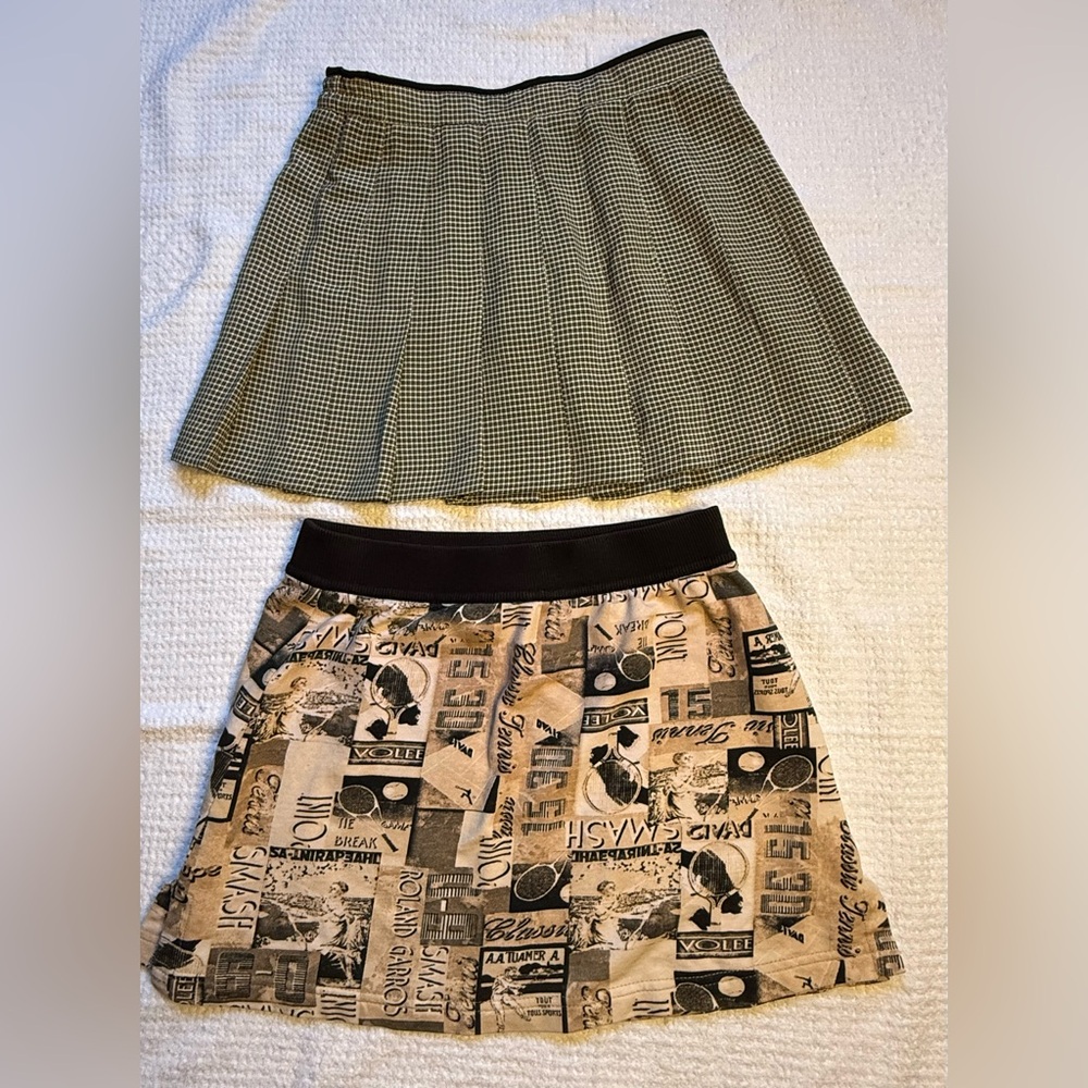 Tail- Black and Tan Mini Skirt Duo Anime teen college preppy